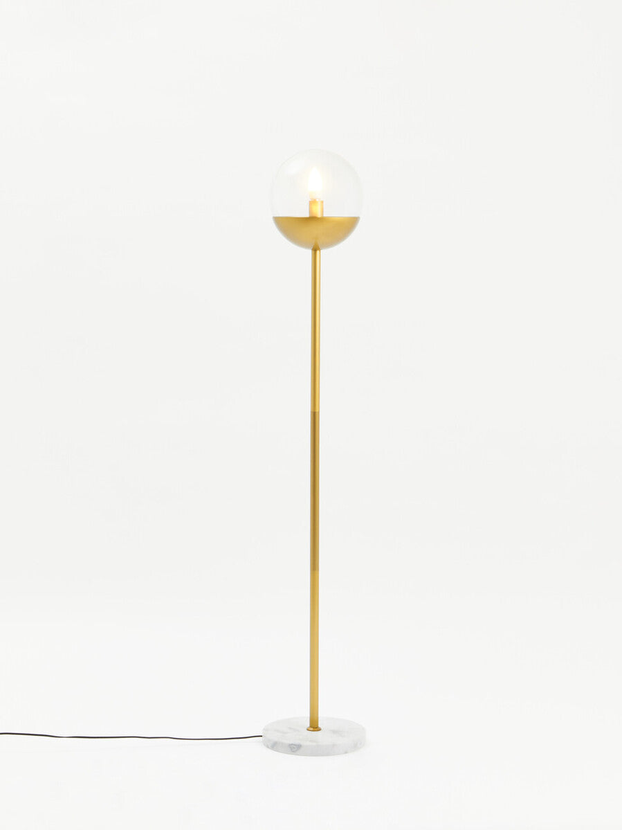 Revive Gold Metal Floor Lamp With White Marble Base