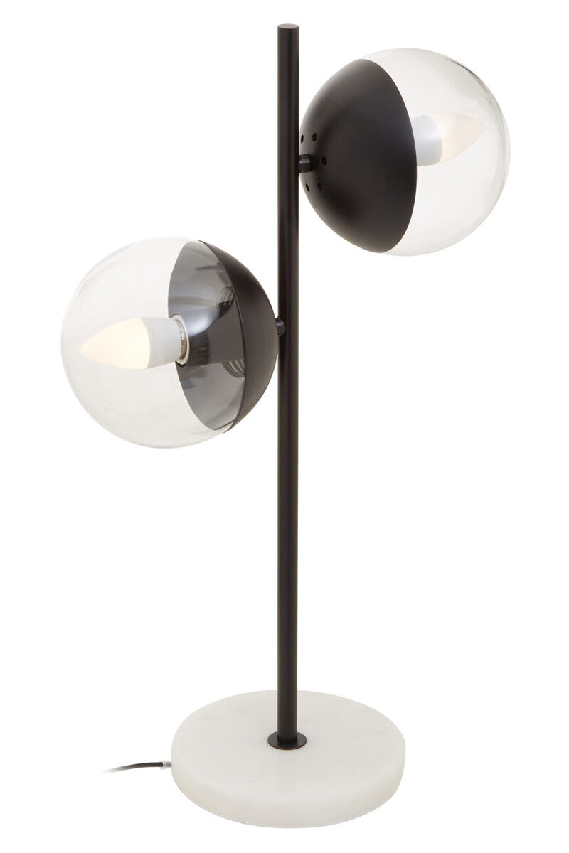 Revive Two Light Black Metal & Marble Table Lamp
