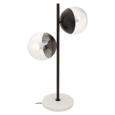 Revive Two Light Black Metal & Marble Table Lamp