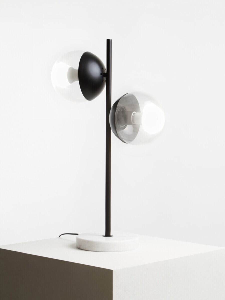 Revive Two Light Black Metal & Marble Table Lamp