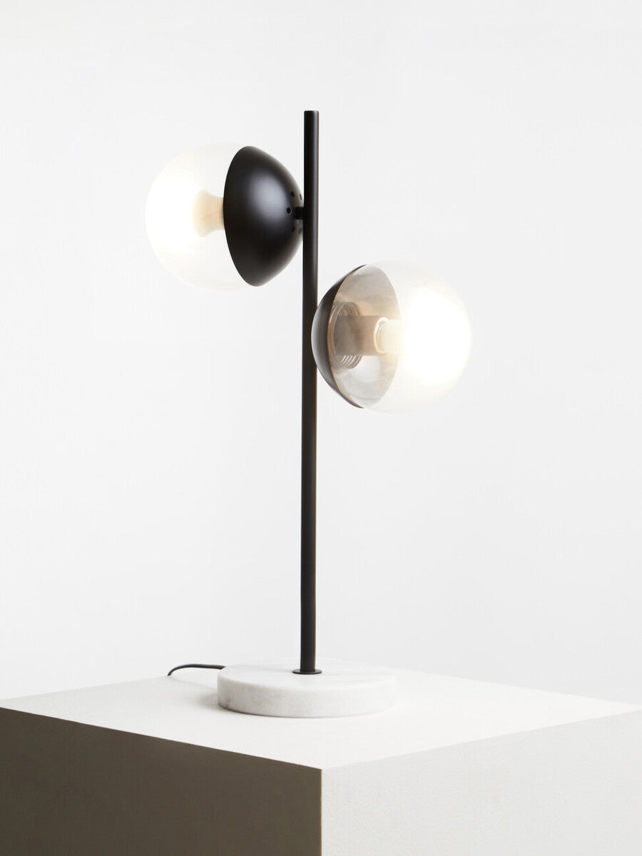 Revive Two Light Black Metal & Marble Table Lamp