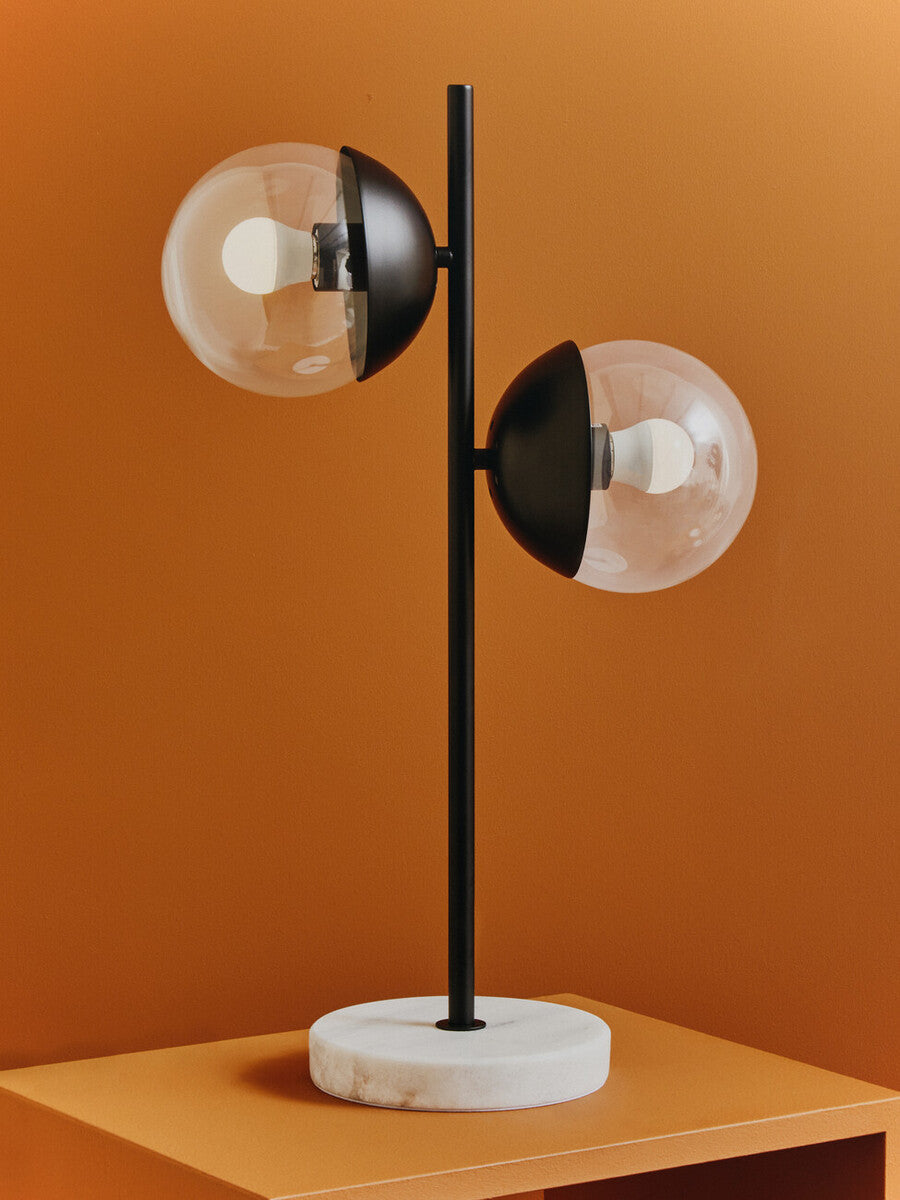 Revive Two Light Black Metal & Marble Table Lamp