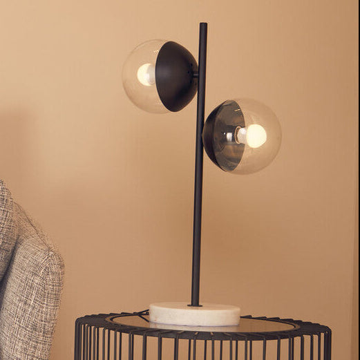 Revive Two Light Black Metal & Marble Table Lamp