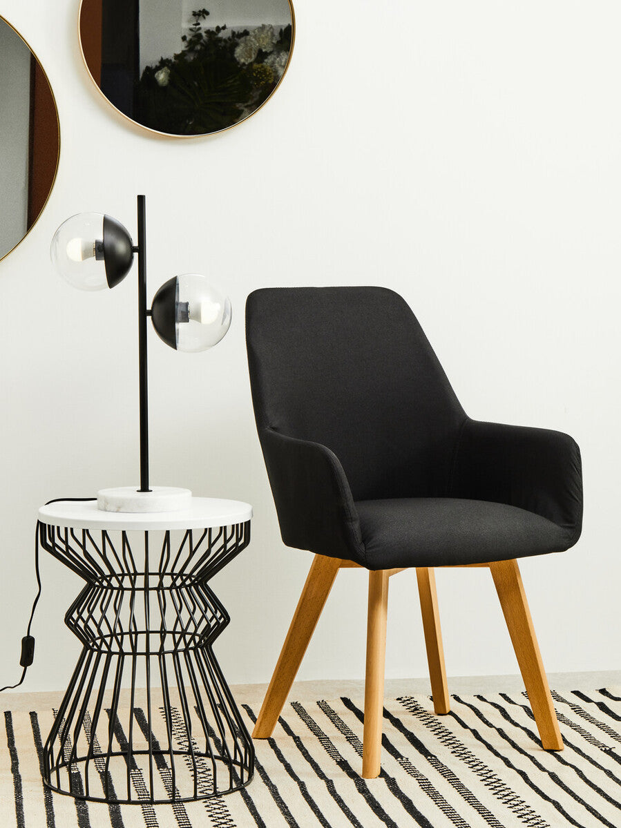 Revive Two Light Black Metal & Marble Table Lamp