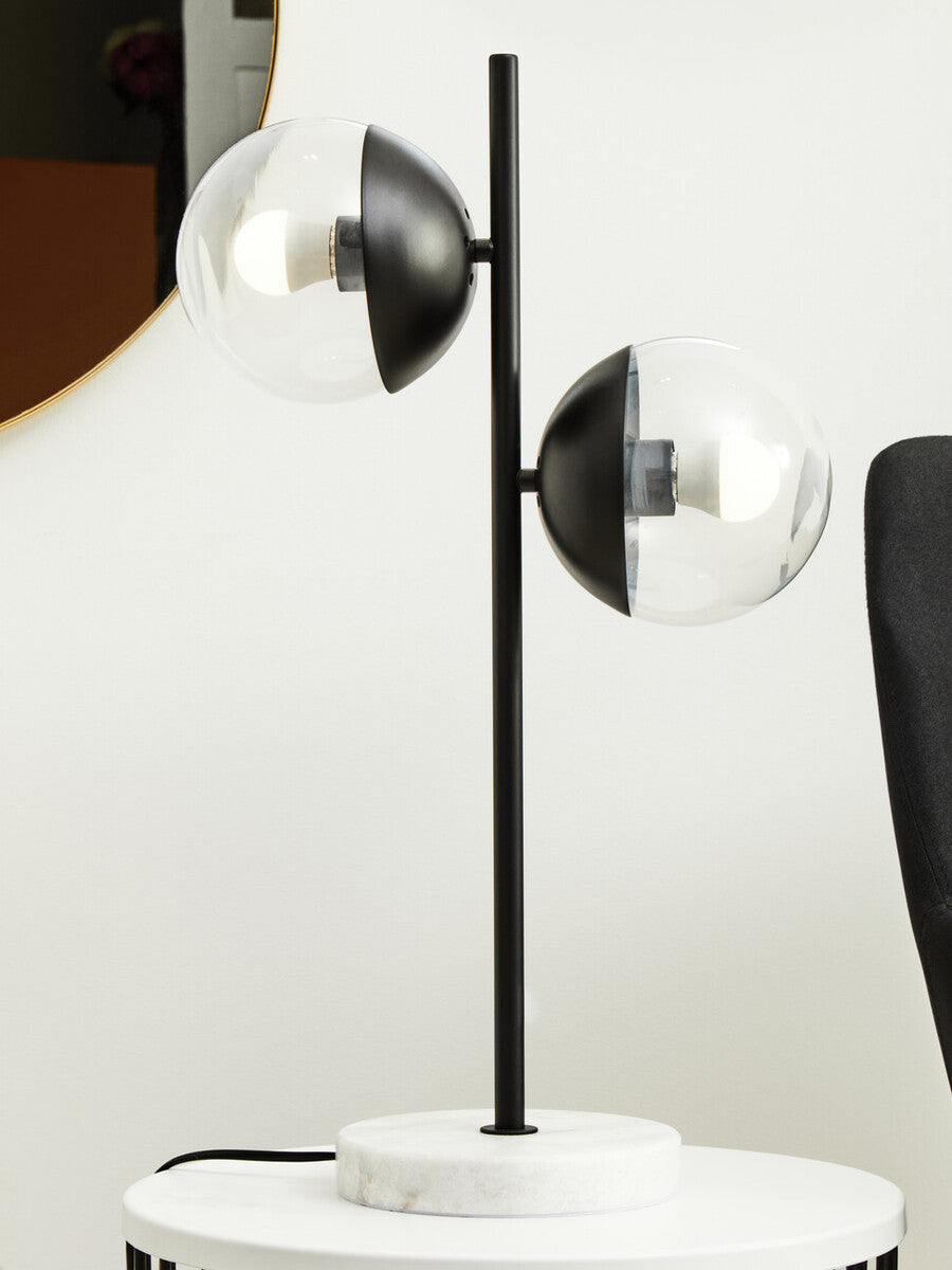Revive Two Light Black Metal & Marble Table Lamp