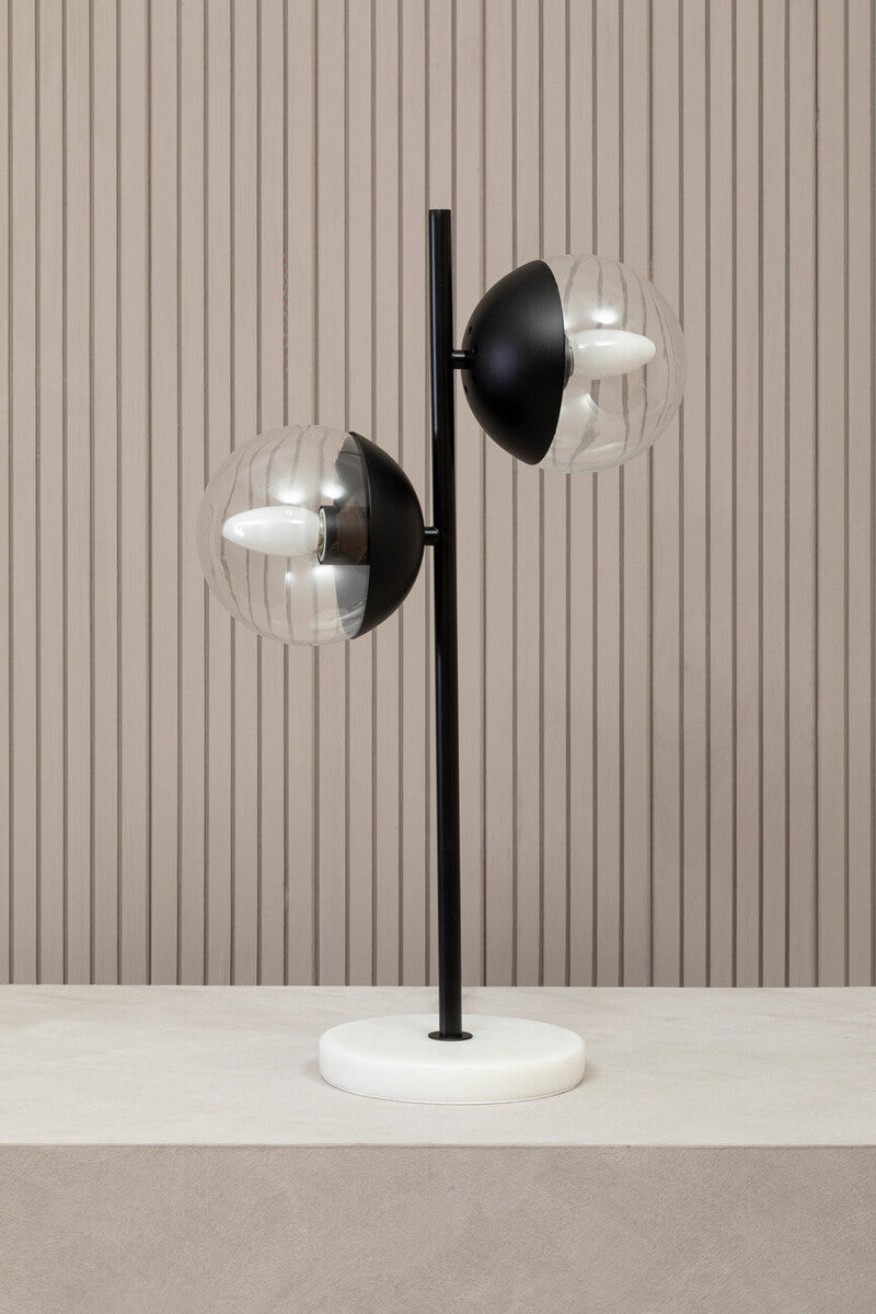 Revive Two Light Black Metal & Marble Table Lamp