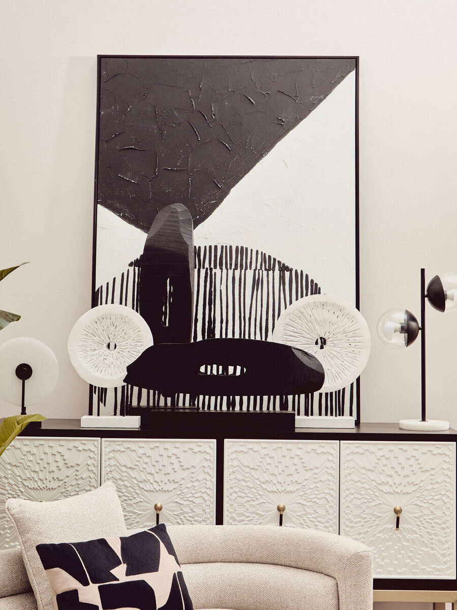 Revive Two Light Black Metal & Marble Table Lamp