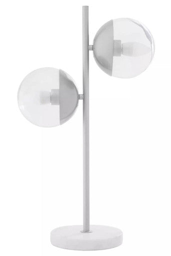 Revive Two Light Chrome & White Marble Table Lamp