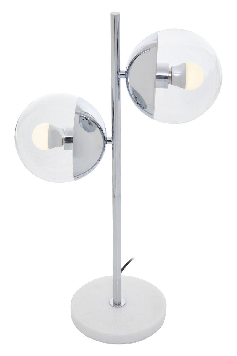 Revive Two Light Chrome & White Marble Table Lamp