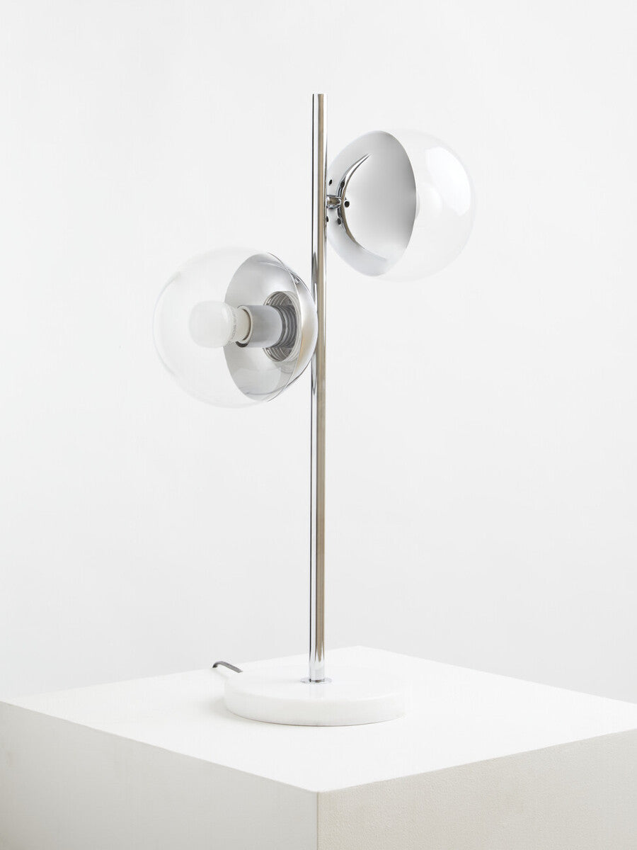 Revive Two Light Chrome & White Marble Table Lamp
