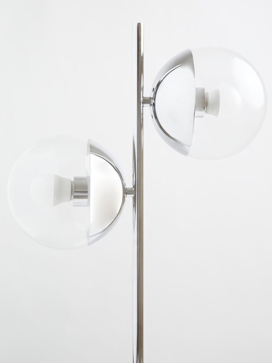 Revive Two Light Chrome & White Marble Table Lamp