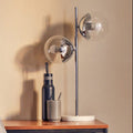 Revive Two Light Chrome & White Marble Table Lamp