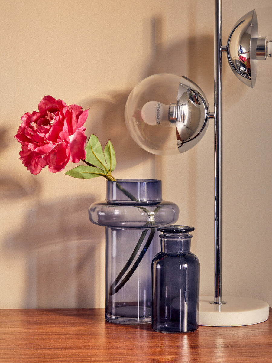 Revive Two Light Chrome & White Marble Table Lamp