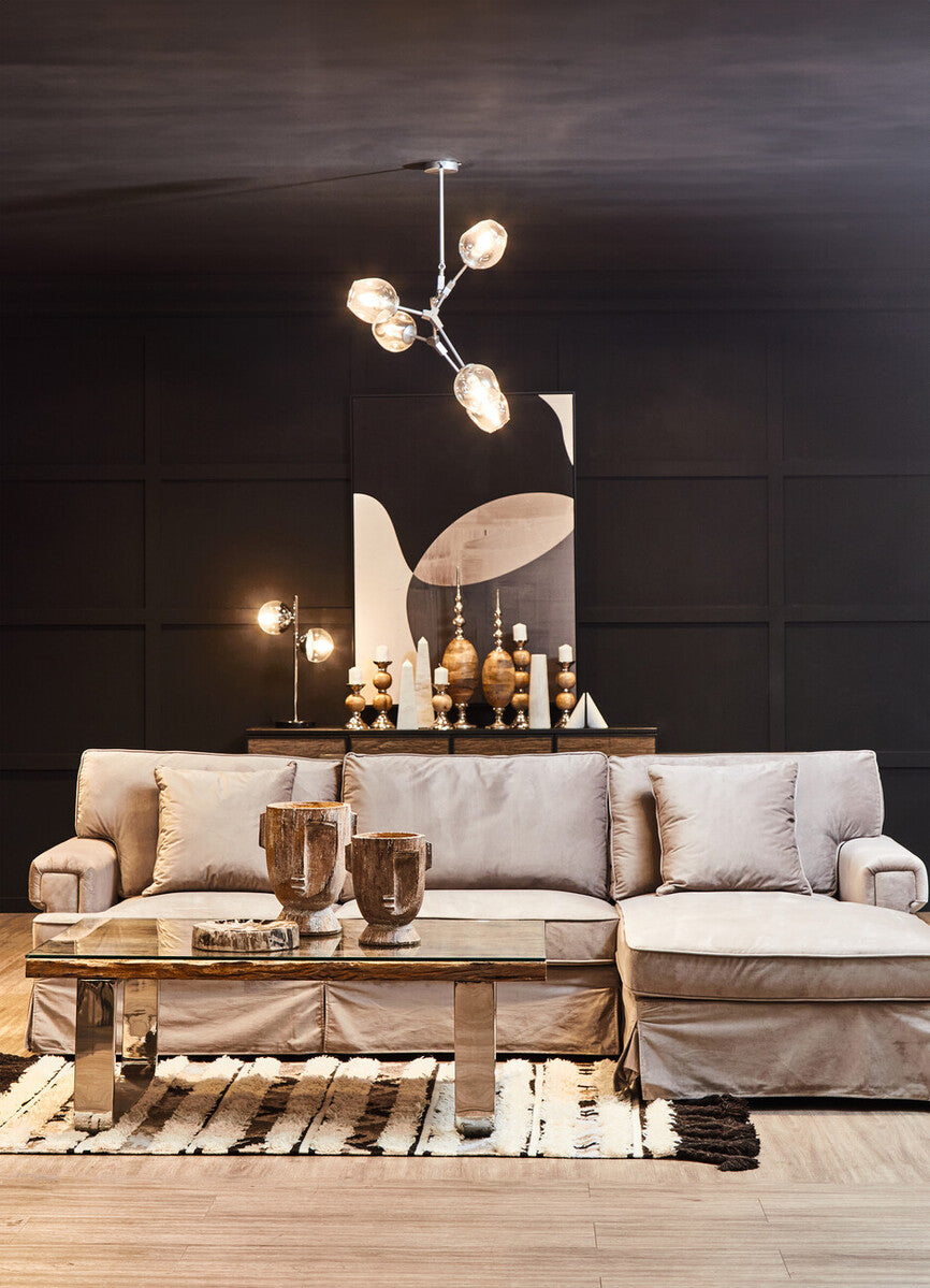 Revive Two Light Chrome & White Marble Table Lamp