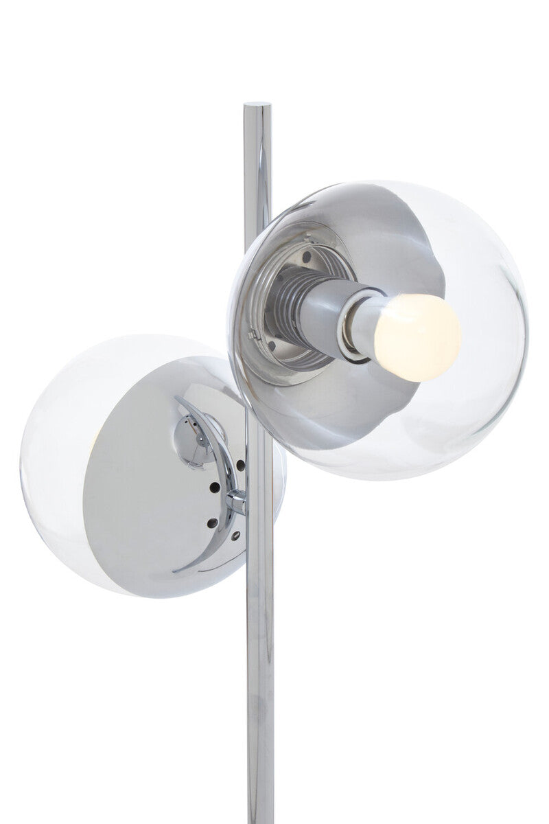 Revive Two Light Chrome & White Marble Table Lamp