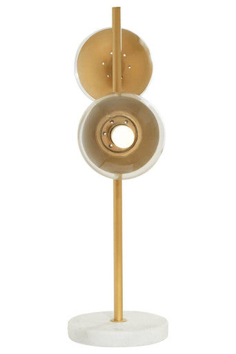 Revive Two Light Gold Table Lamp With White Marble Base