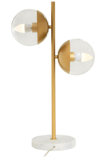 Revive Two Light Gold Table Lamp With White Marble Base
