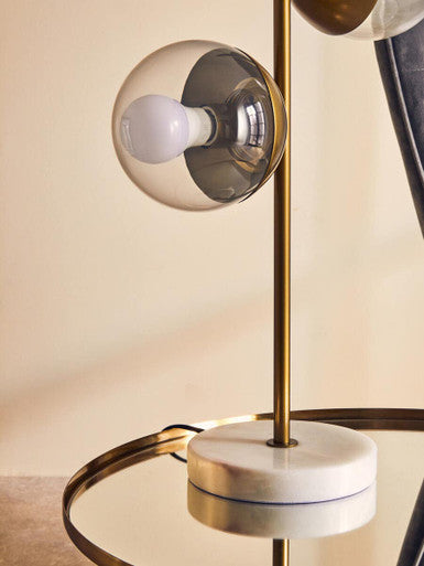 Revive Two Light Gold Table Lamp With White Marble Base
