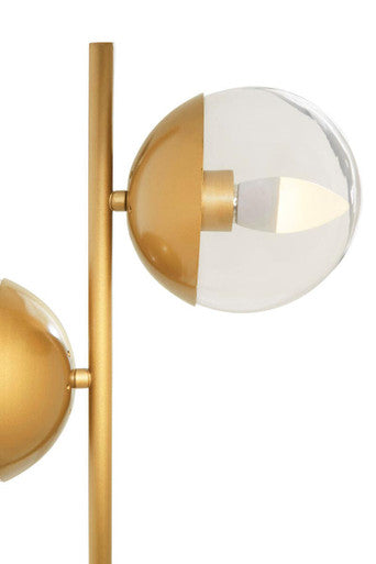 Revive Two Light Gold Table Lamp With White Marble Base