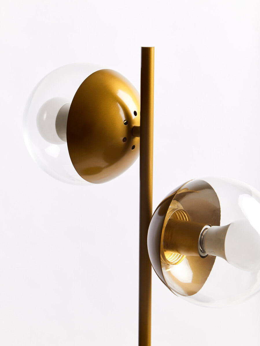 Revive Two Light Gold & Black Marble Table Lamp