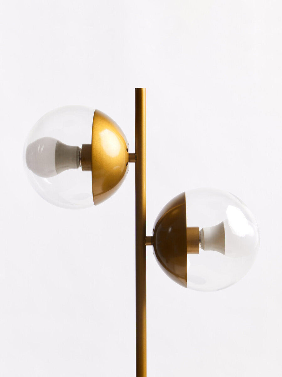 Revive Two Light Gold & Black Marble Table Lamp
