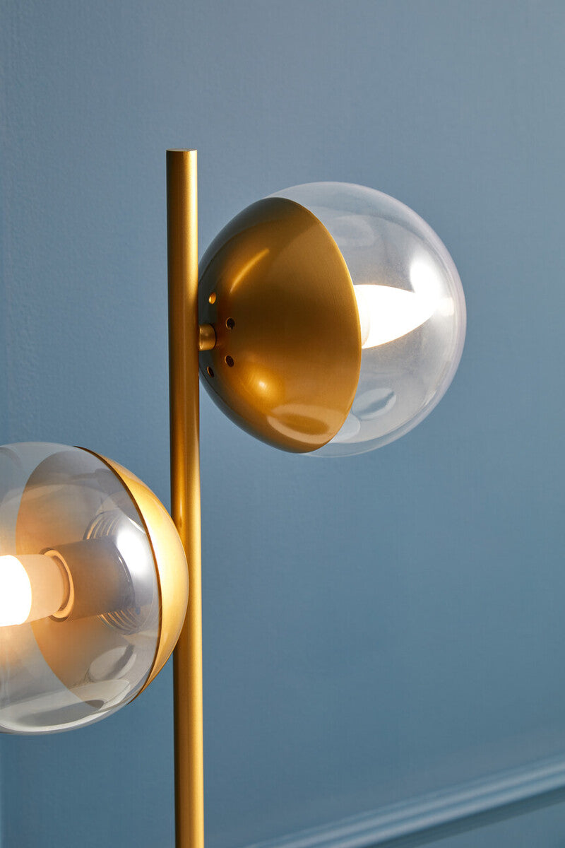 Revive Two Light Gold & Black Marble Table Lamp