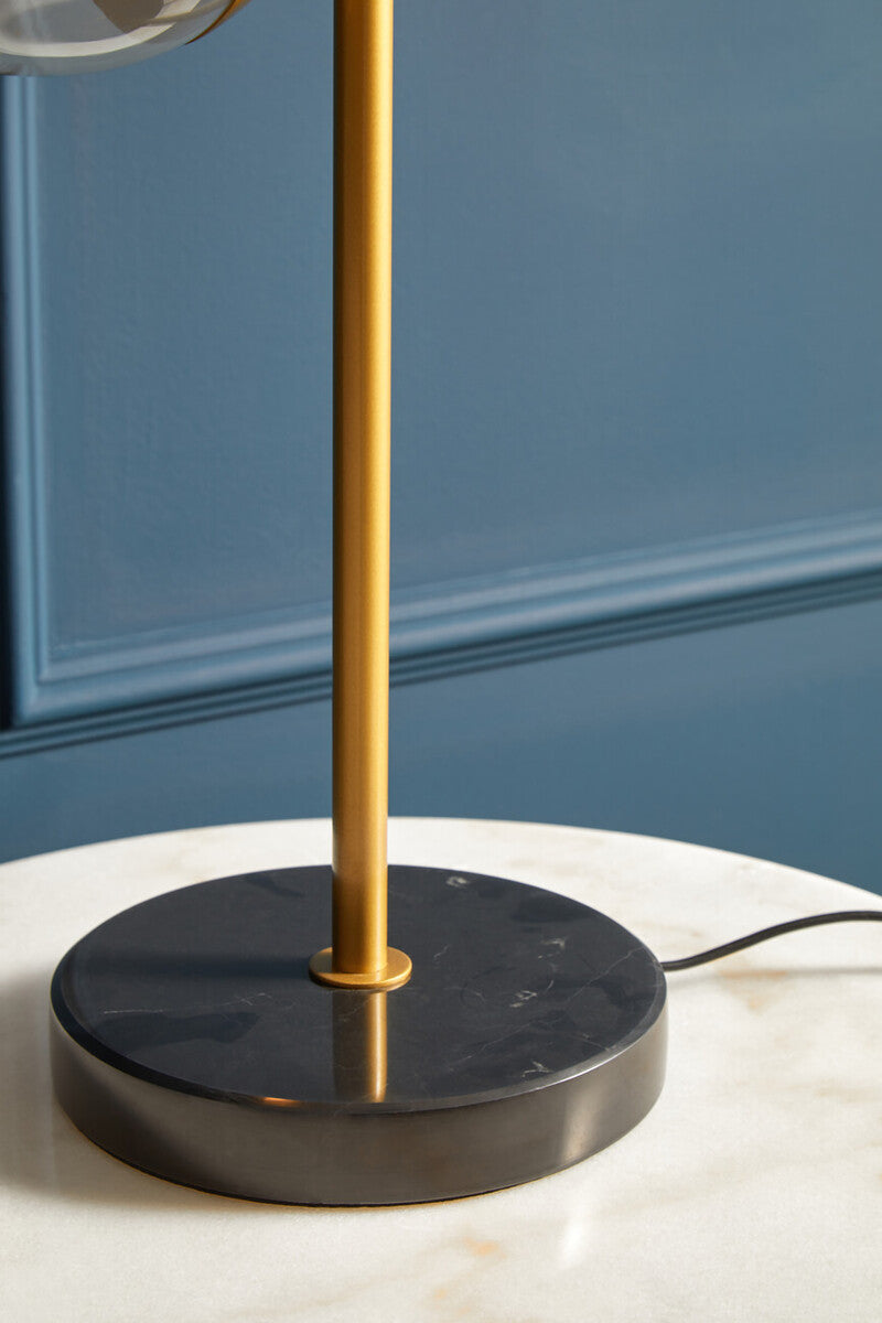 Revive Two Light Gold & Black Marble Table Lamp