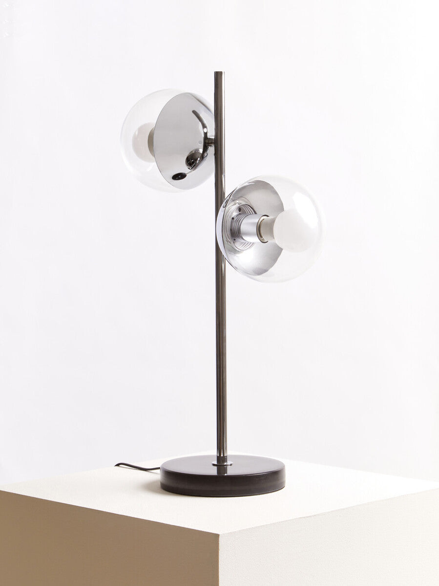 Revive Two Light Silver & Black Marble Table Lamp