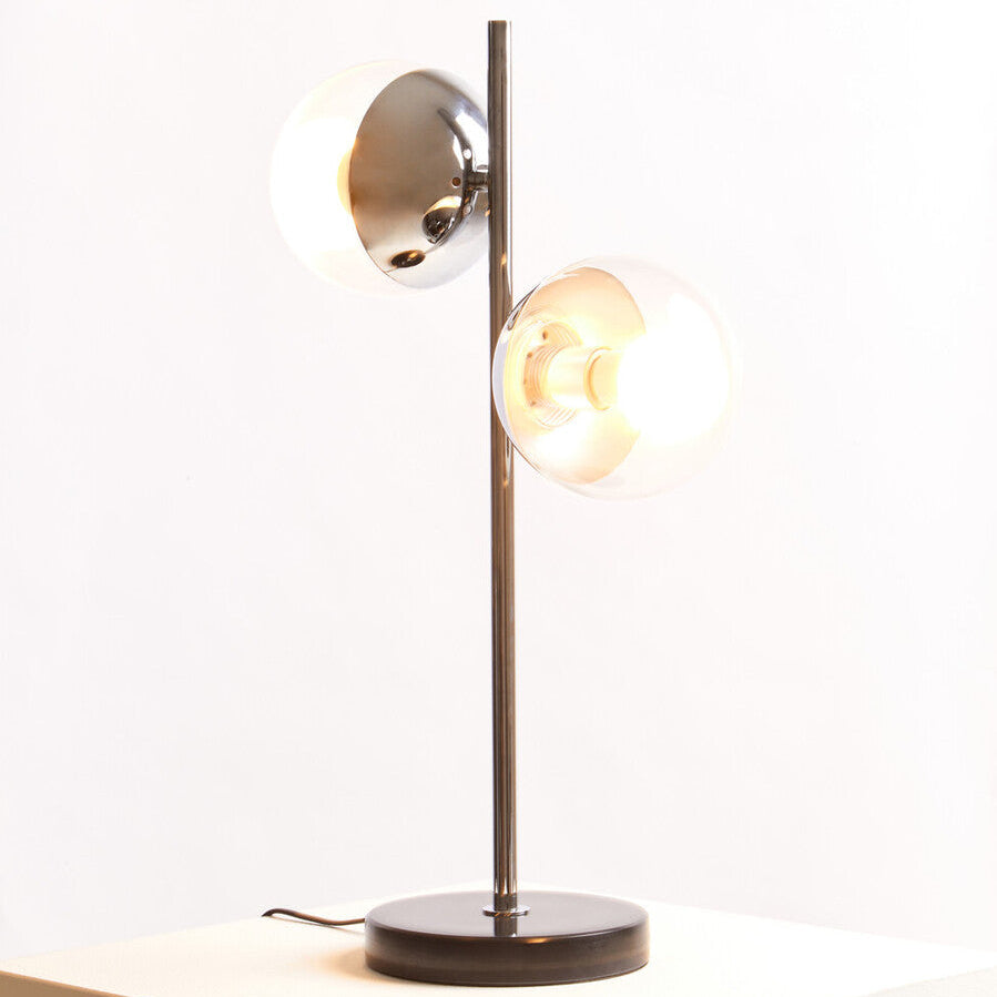 Revive Two Light Silver & Black Marble Table Lamp