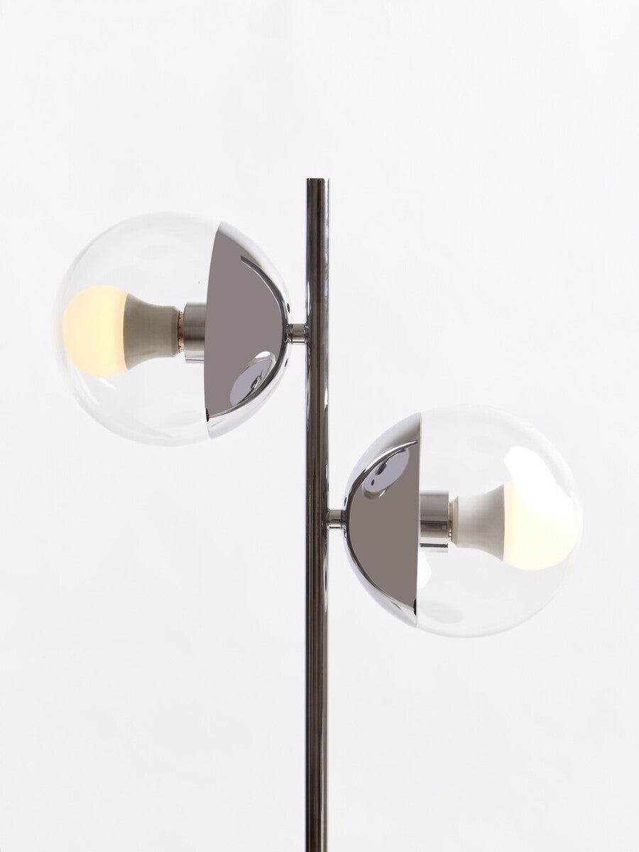 Revive Two Light Silver & Black Marble Table Lamp