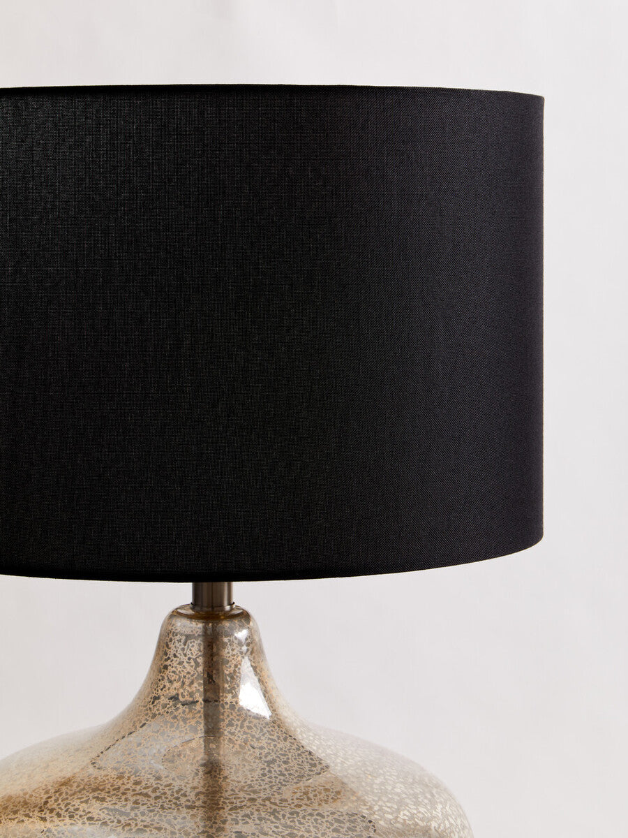 Luz Silver Glass With Black Shade Table Lamp