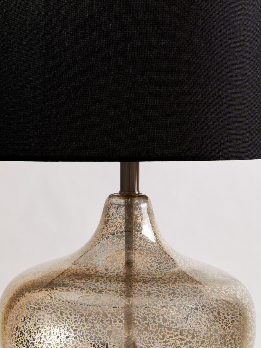 Luz Silver Glass With Black Shade Table Lamp