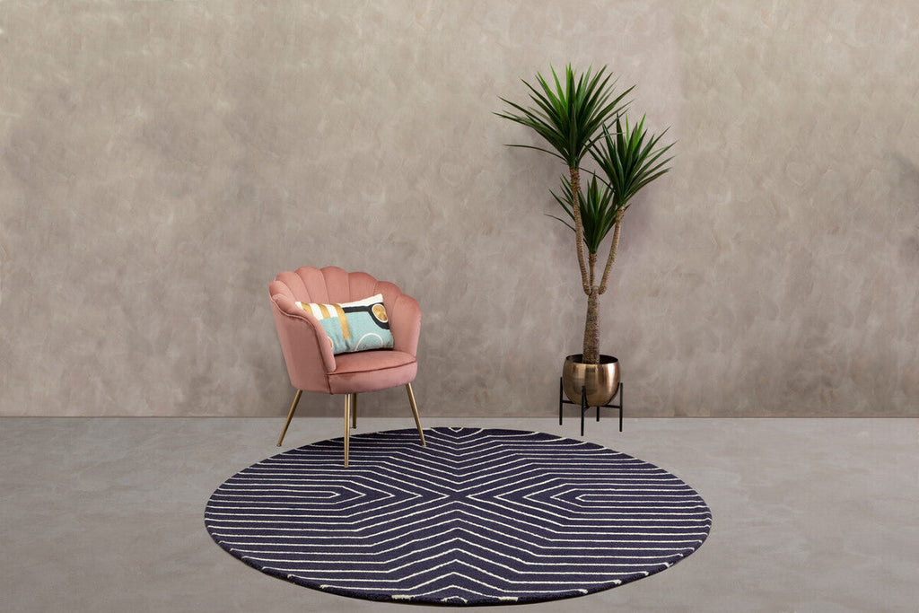 Bosie Moyo Blue & White Round Rug
