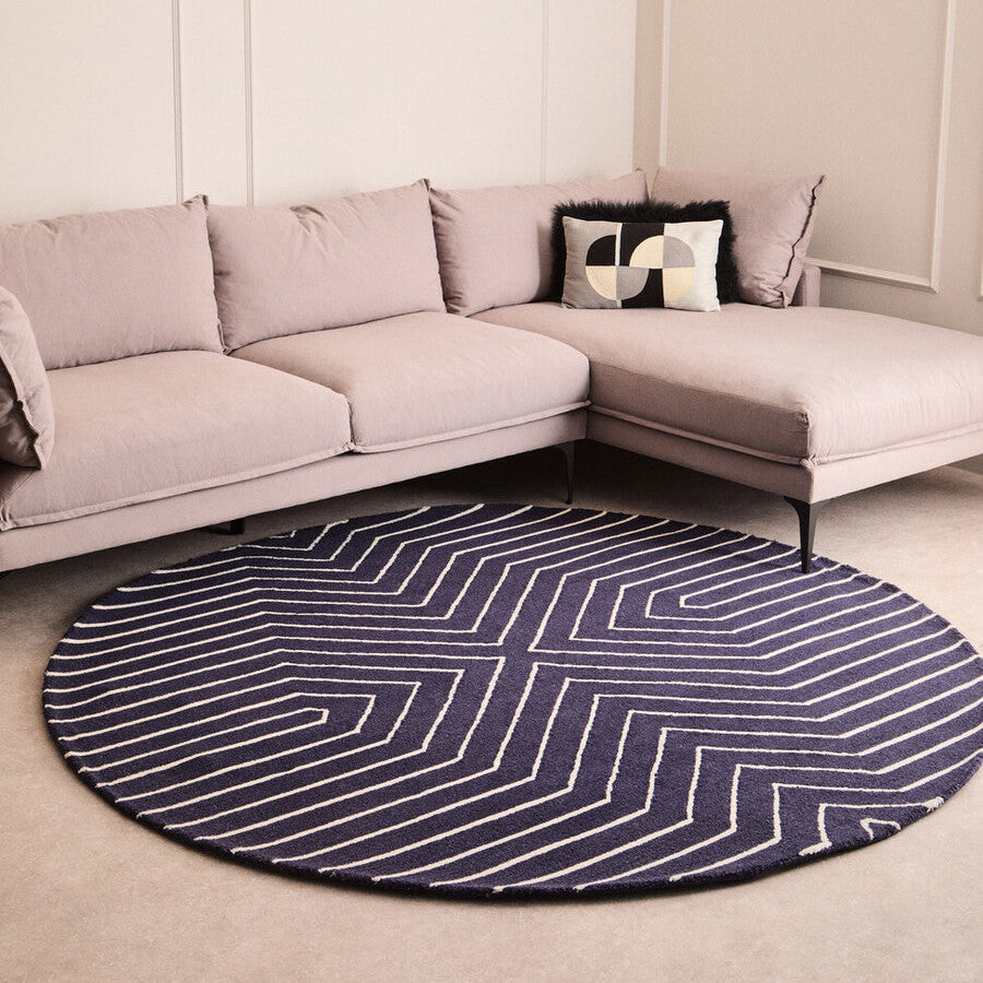 Bosie Moyo Blue & White Round Rug
