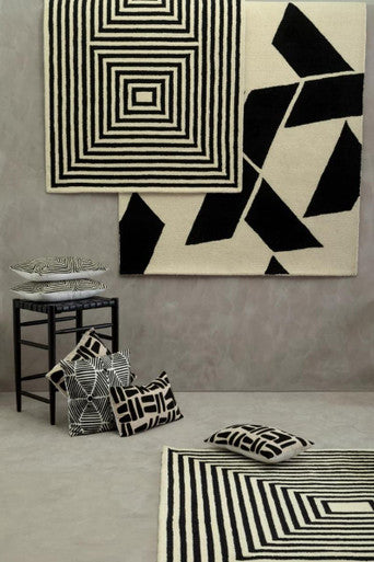 Bosie Milana Large Black & White Geometric Rug