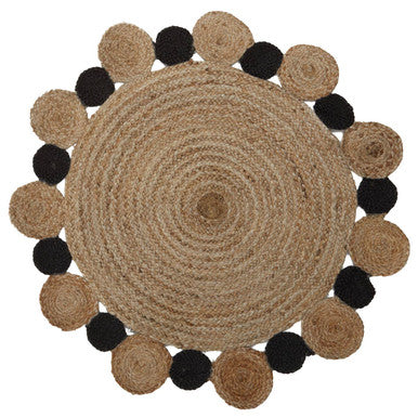 Bosie Demir Small Round Natural & Black Jute Rug