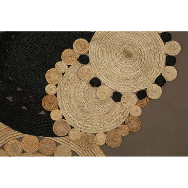 Bosie Demir Small Round Natural & Black Jute Rug