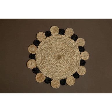 Bosie Demir Small Round Natural & Black Jute Rug
