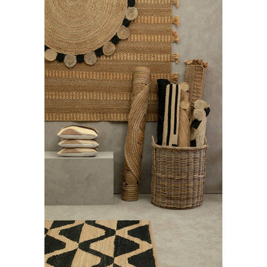 Bosie Demir Small Round Natural & Black Jute Rug