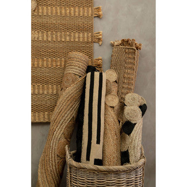 Bosie Demir Small Round Natural & Black Jute Rug