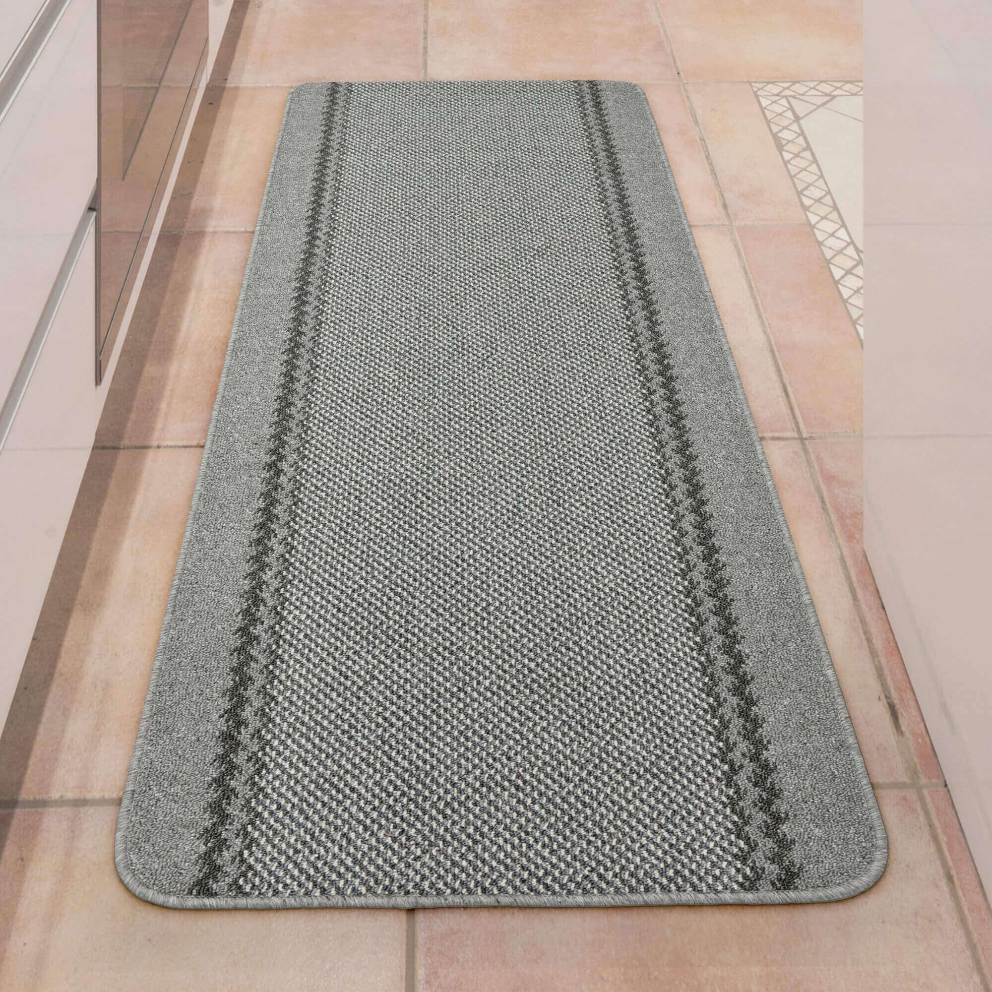 Washable Designer Bordered Grey Rug