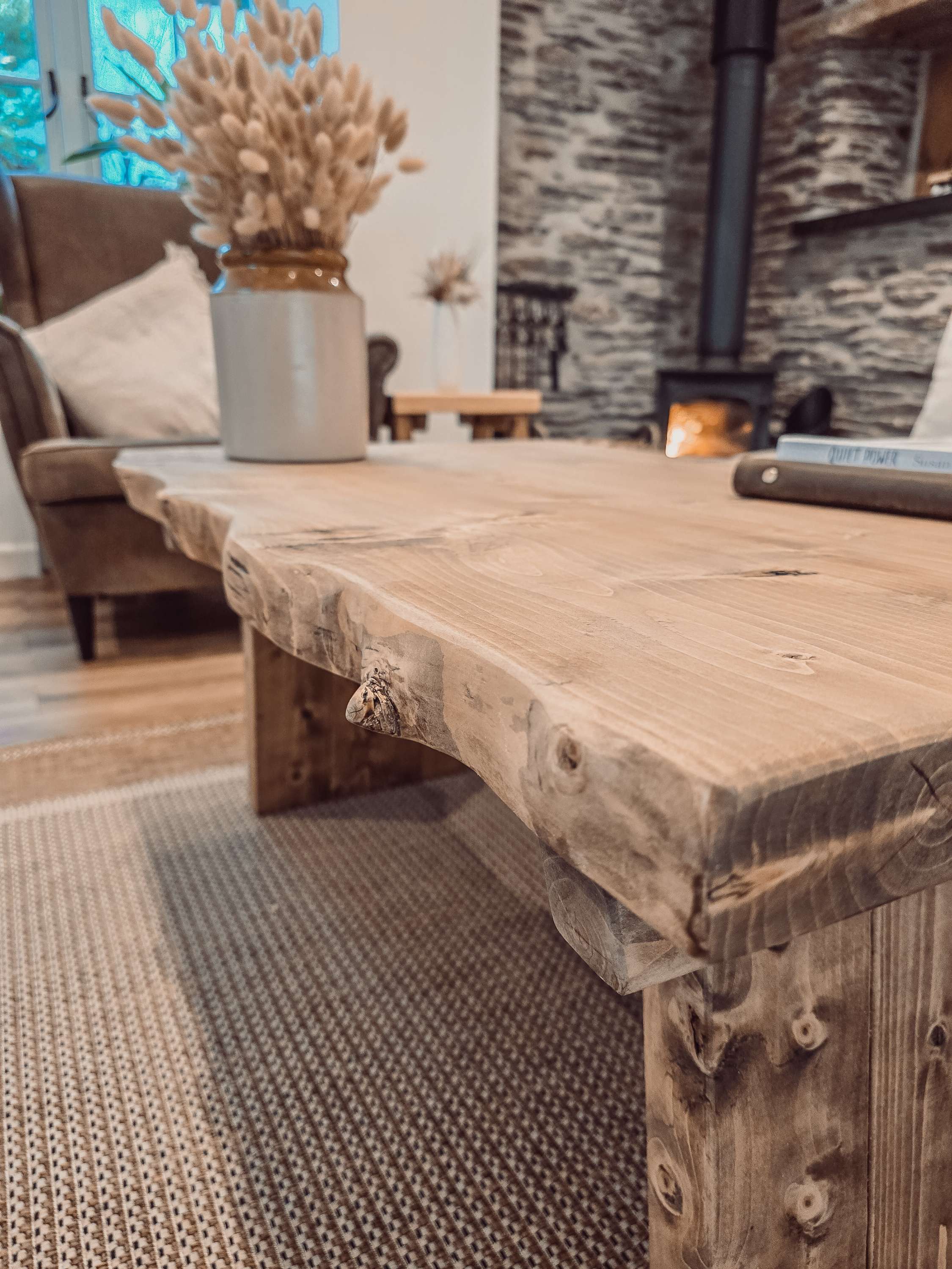 LINA Angled Legs Chunky Live / Waney Edge Coffee Table