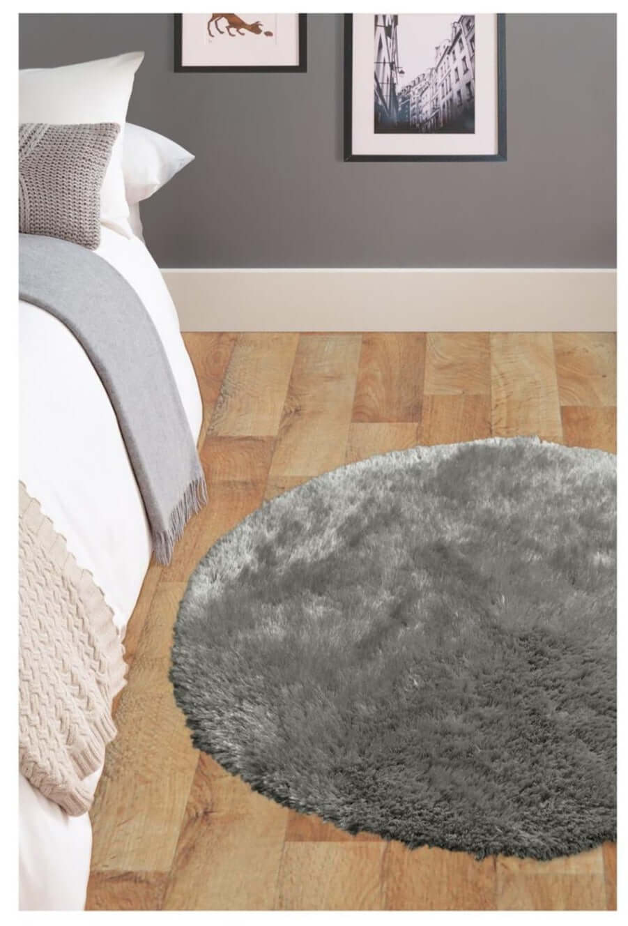 Soft Washable Grey Shaggy Rug