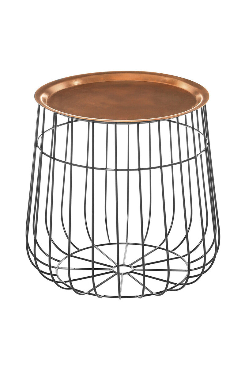 Gold Copper Tray Top & Black Base Side Table, Templar