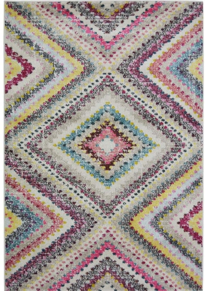 Villa Multicolour Diamond Wool Natural Rug