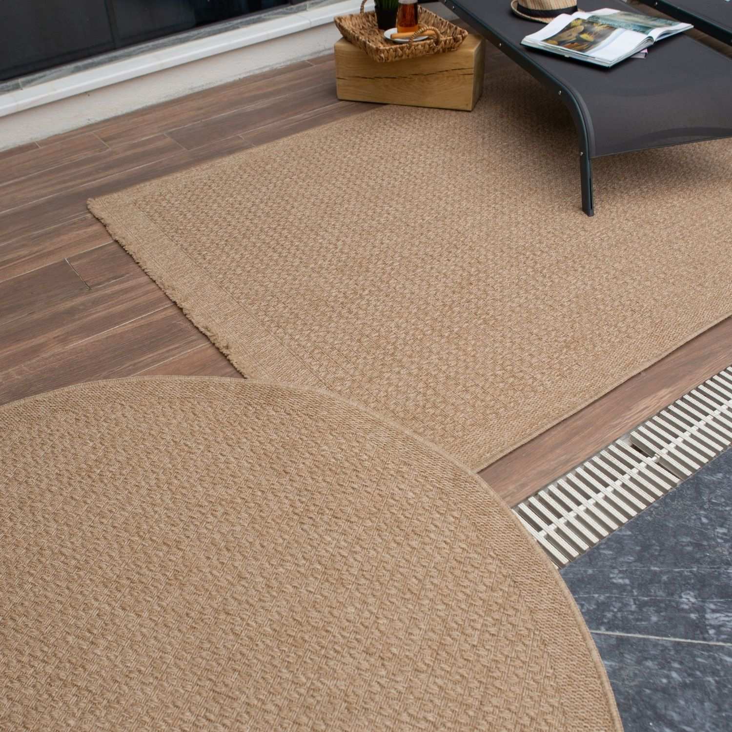 Nature Outdoor Rug Neutral Rattan Natural