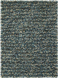 Rocks Blue Shaggy Pile Wool Rug