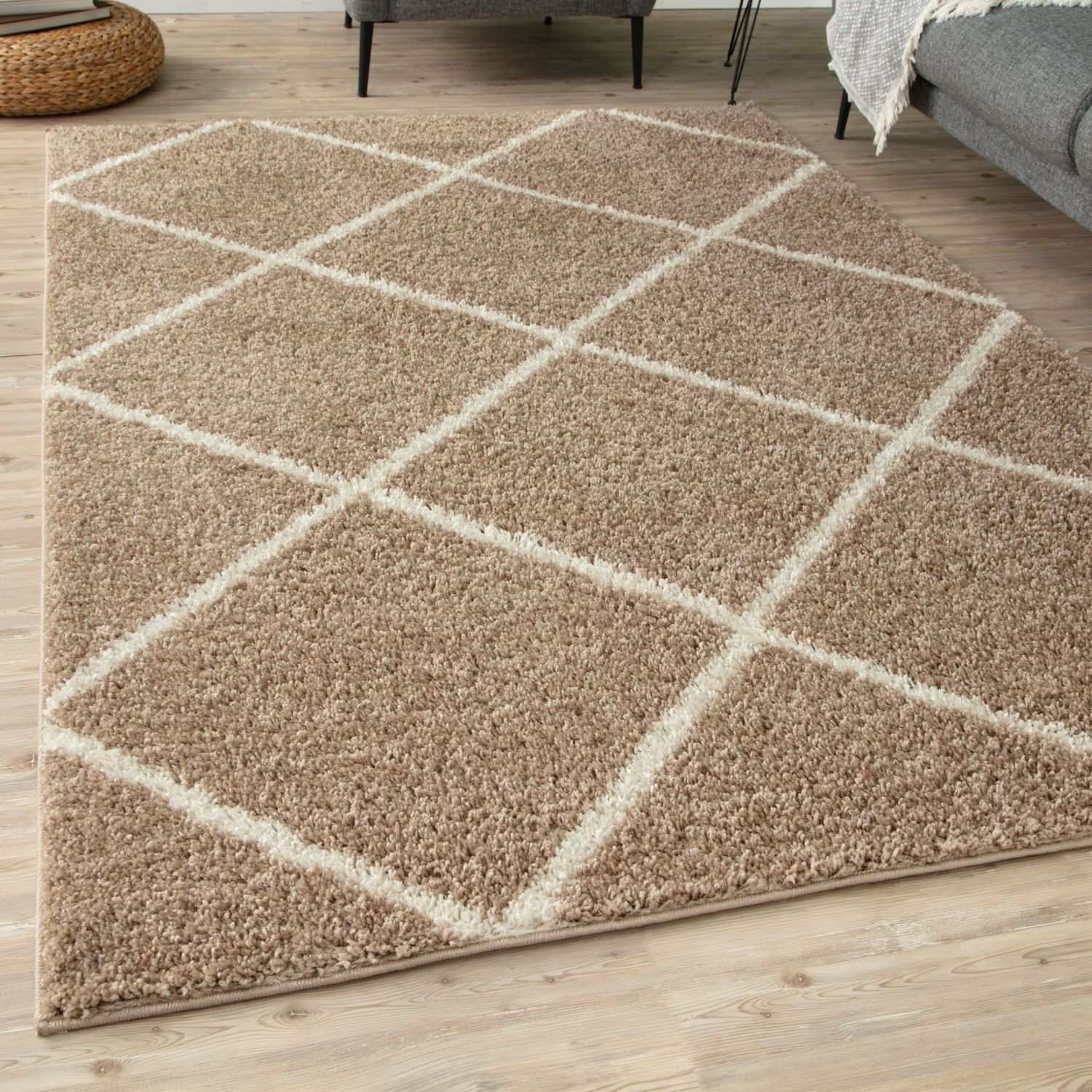 Moroccan Beige Shaggy Natural Rug