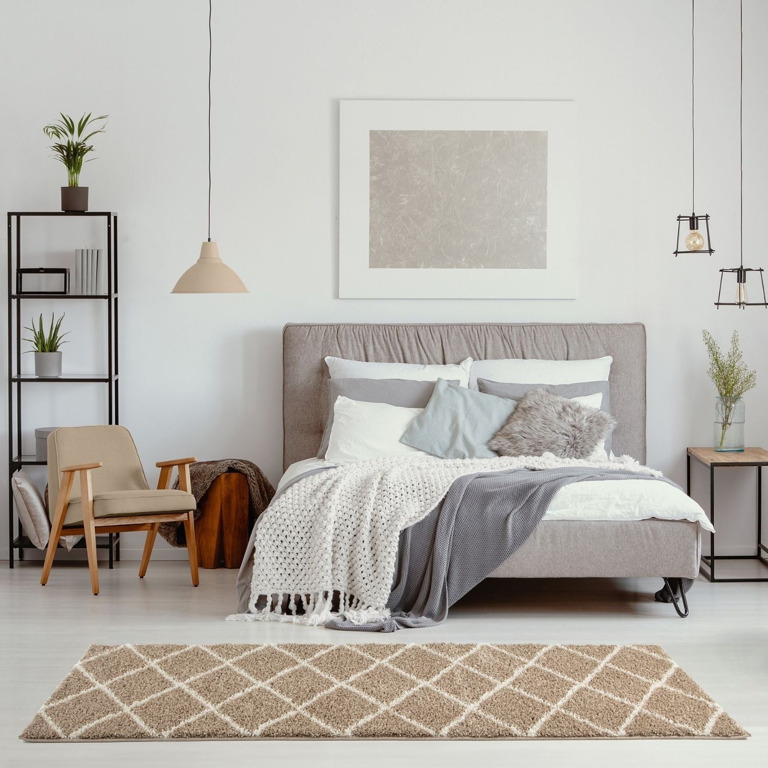 Moroccan Beige Shaggy Natural Rug