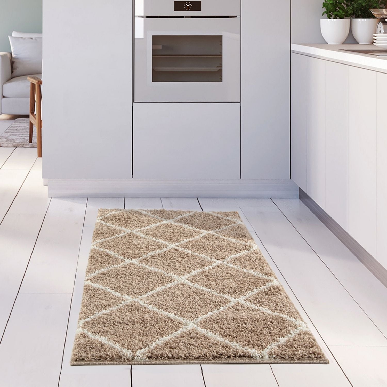 Moroccan Beige Shaggy Natural Rug